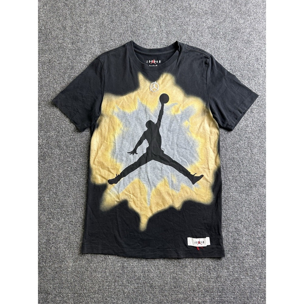 Men's Jordan Jumpman Graphic T-Shirt Black Yellow Tie Dye, Size S